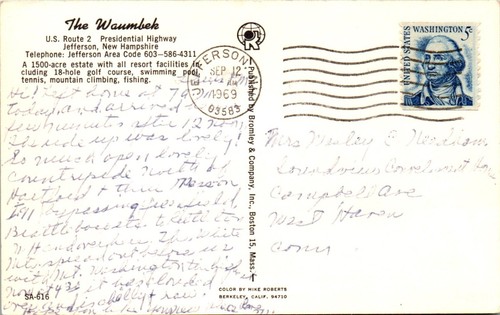 Postcard NH The Waumbek from Golf Course Presidential Highway Jefferson - Picture 2 of 2