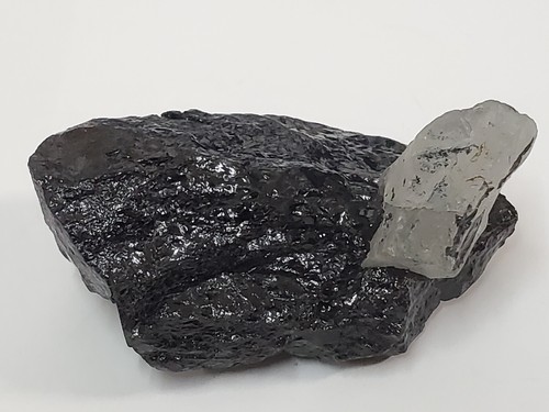 Roher schwarzer Obsidian Stein mit Quarzkristallen 3 Zoll - Bild 2 von 4