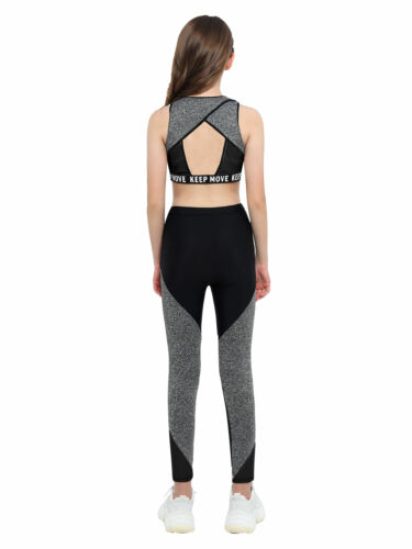 iEFiEL Reggiseno sportivo ragazza + pantaloni tuta da allenamento abbigliamento sportivo set tuta da jogging - Foto 39 di 78