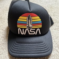 NASA HAT BLACK BALL CAP SPACE MULTI COLOR FRONT - NWT