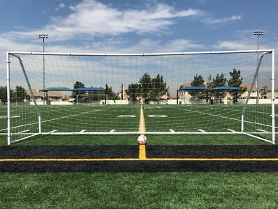 Vallerta Premier 18 X 7 Ft. Regulation Size Steel Soccer Goal with NET (White)