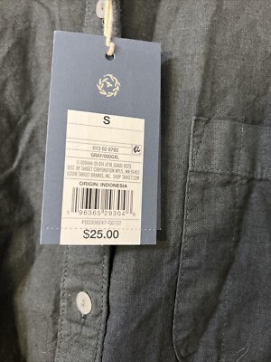 WOMENS UNIVERSAL THREAD BUTTON-UP GRAY LONG SLEEVE COLLARED SIZE S