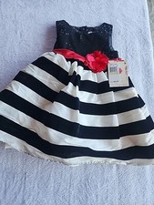 Sweet Heart Rose Dress Black with Stripe Christmas Girls Dress Size 4