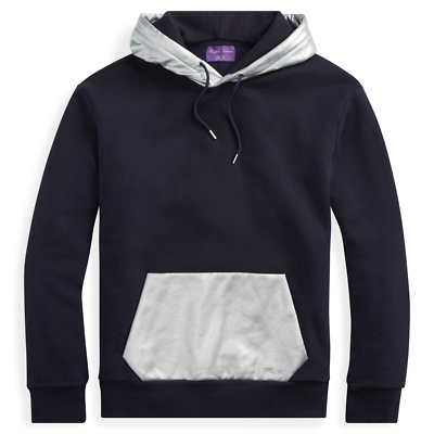 $595 Ralph Lauren Purple Label RLX Silver Navy Foil Hoodie