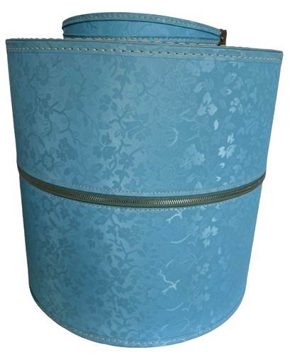 Set Of Three Nesting Hat Boxes Blue, Cream, And Grape Themed 