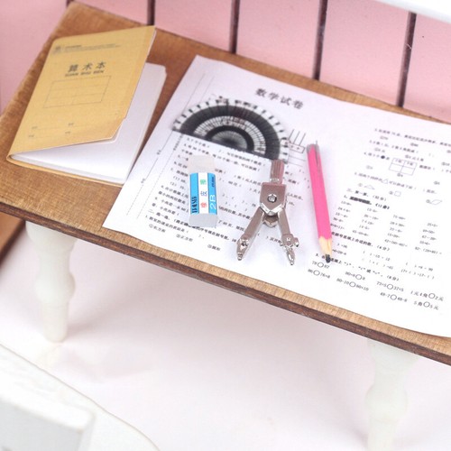 1:12 Miniature Dollhouse Stationery Mini Mini Minuled Metal Compass Modèle * - Photo 3/8
