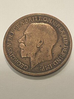 1pc 1920 one penny Bronze GEORGIVS V DEI GRA:BRITT: OMN:REX FID