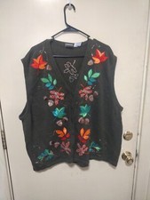 bobbie brooks Vintage Sweater Vest Size 27/28 Women's Leaves, Nuts