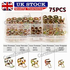 75Pcs Fuel Line Hose Pipe Fasteners Air Tube Water Pipe Clip Spring Clamps Set