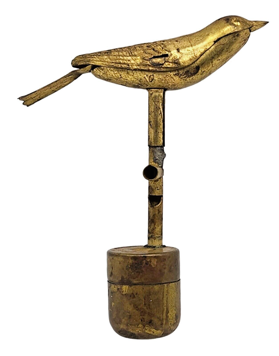 1920's ANTIQUE Brass Bird Camera Photography Whistle WATCH THE BIRDIE