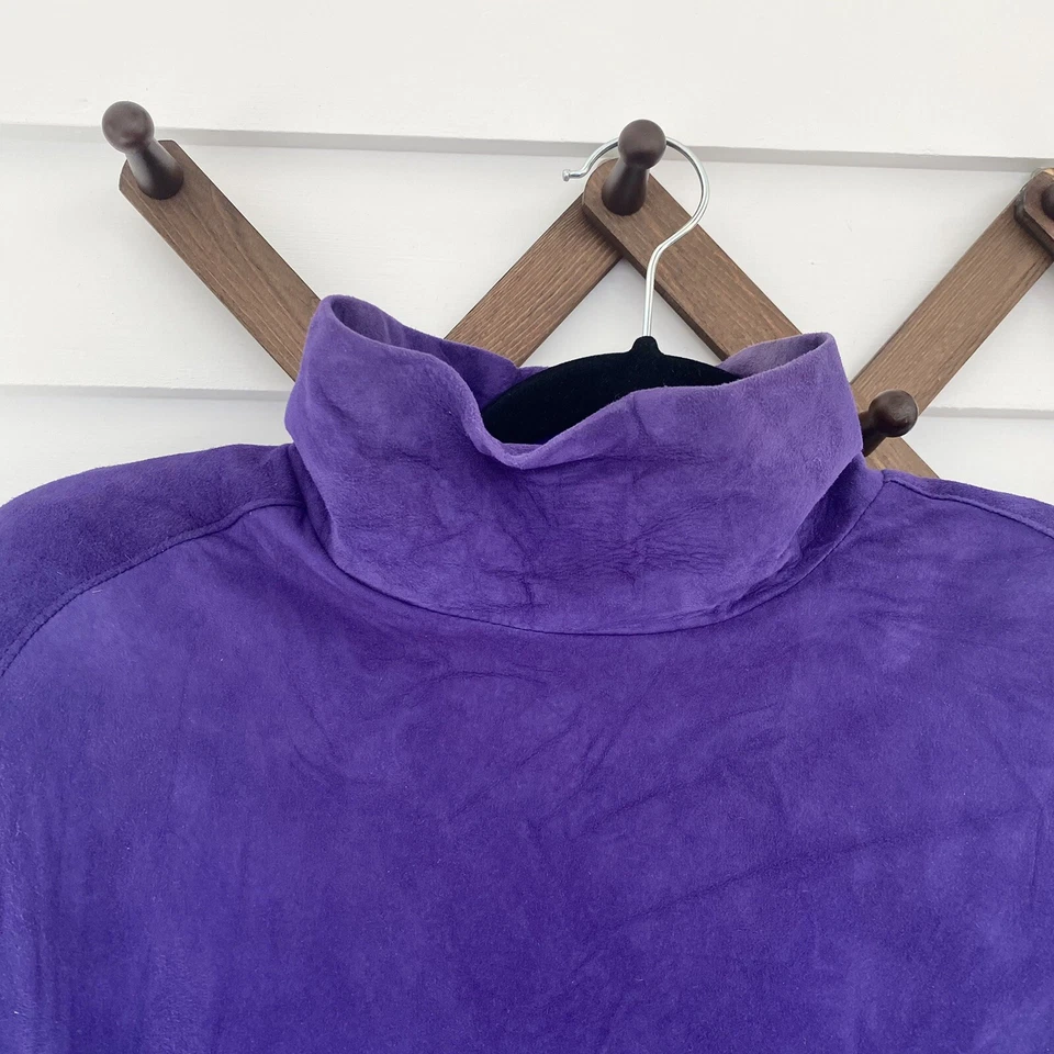 Vestido maxi vintage anos 80 e 90 roxo camurça NOVO tamanho 12 por Vakko manga longa - Imagem 2 de 4