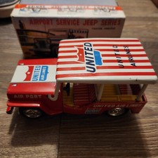 ORIGINAL TAIYO JAPAN TIN FRICTION AIRPORT SERVICE JEEP United Airlines