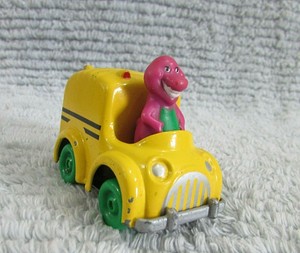 Old 1993 Barney Cartoon Character Driving Diecast Toy Delivery Van