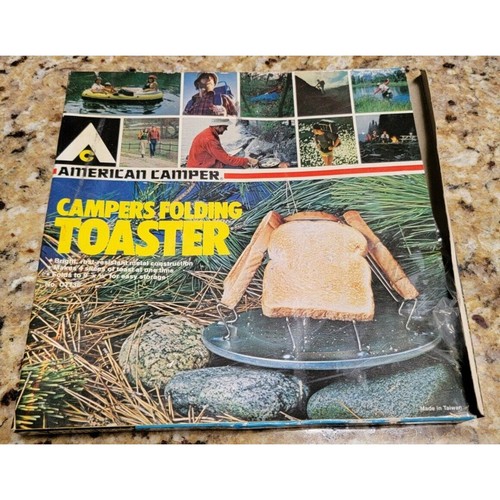Bread Toaster for Campfire Camping 4 Slice Vintage Metal Foldable Wire ...