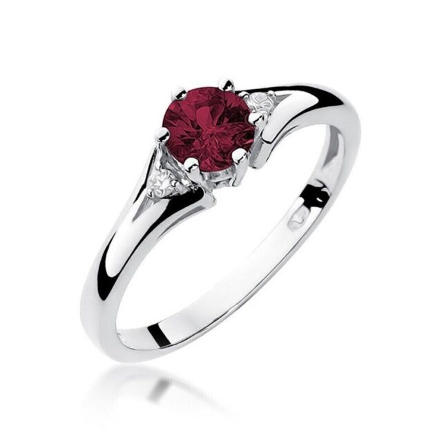 1.20 Ct Round Natural Diamond Ruby Bridal Engagement Ring 950 Platinum All Sizes