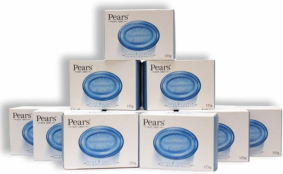 Pears Soap Germ Shield with Mint Extract 125g Bar X12 Blue 48hr tracked