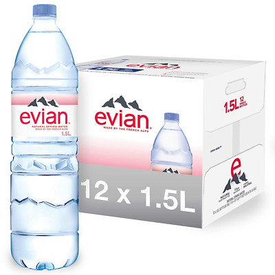 Evian Natural Spring Water Naturally Filtered Spring Water in Large Bottles 12pk