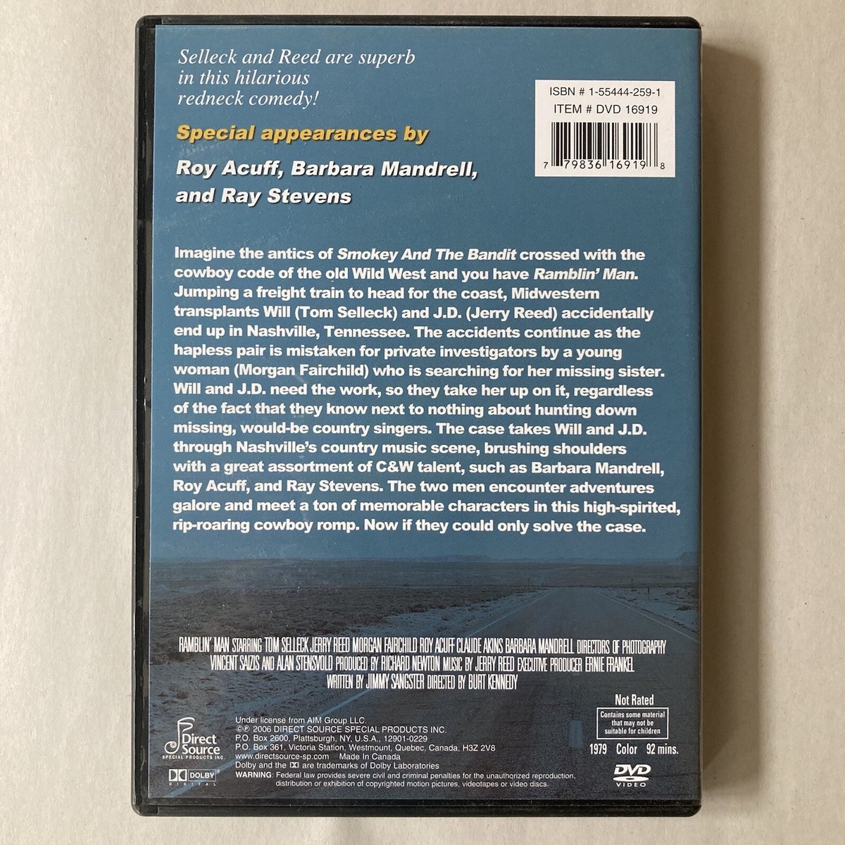 Ramblin' Man ( DVD) 1979 TV Adventure, Tom Selleck, Jerry Reed