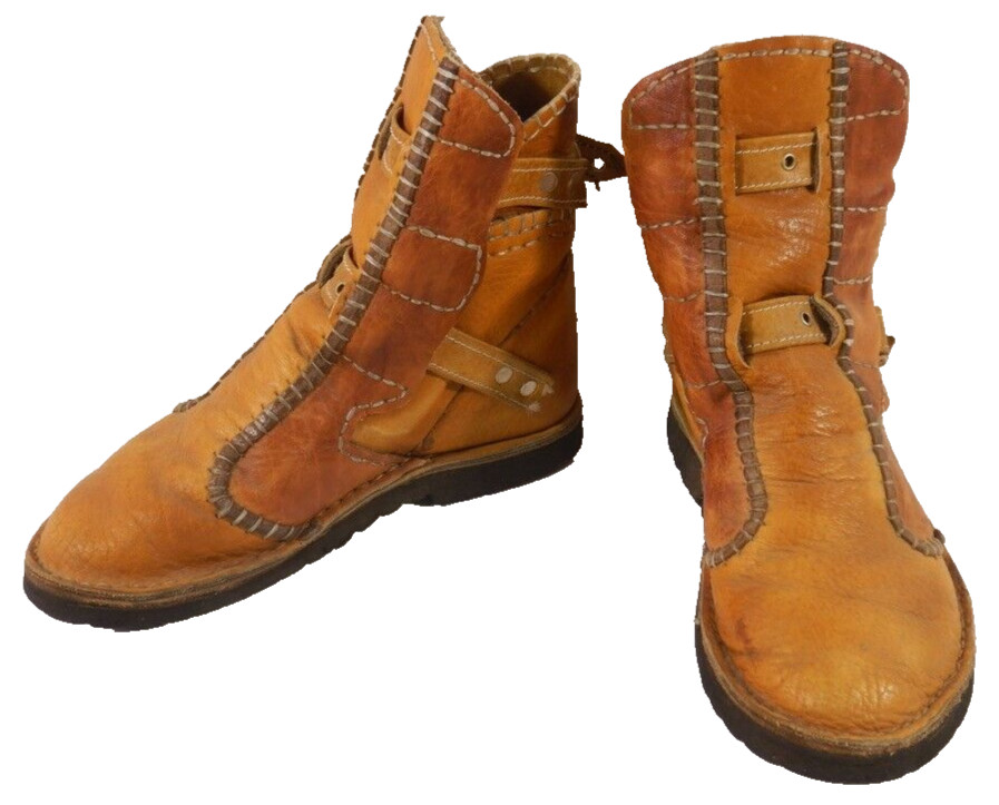 Vintage Hippie Patchwork Handmade Leather Buckle … - image 1