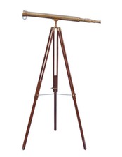 Antique Designer 39" Brass Telescope With Wooden Tripod Stand Brown Finish Gift