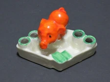 Lusterware Ceramic Orange Pig Ashtray & Cigarette Holder Made in Japan, Cute!