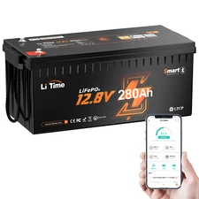LiTime 12V 280Ah Bluetooth Lithium LiFePO4 Battery 200A BMS For RV Marine Solar