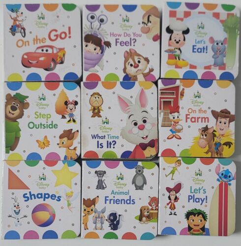Disney Baby Mini Board Books Lot of 9 Colors Numbers Farm Play Educational - Picture 1 of 5