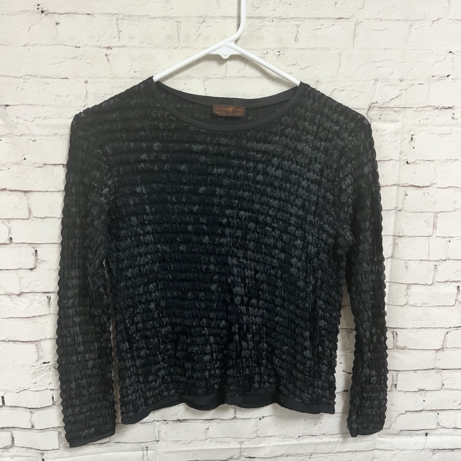 Camicia Vintage Yves Saint Laurent Y2K Nera Elasticizzata Bubble Taglia Unica Media