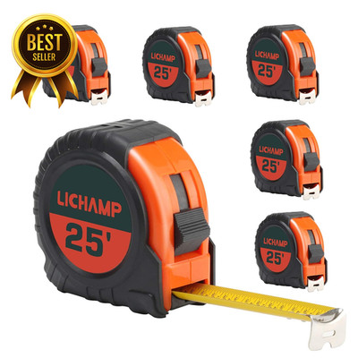 25 Ft Tape Measure 6 Pack Bulk Set Easy Read Retractable Measuring Tape with Fra