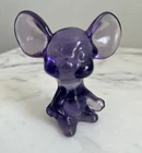 VTG Fenton PURPLE Amethyst MOUSE Glass Lavender Original Sticker Stamp Figurine