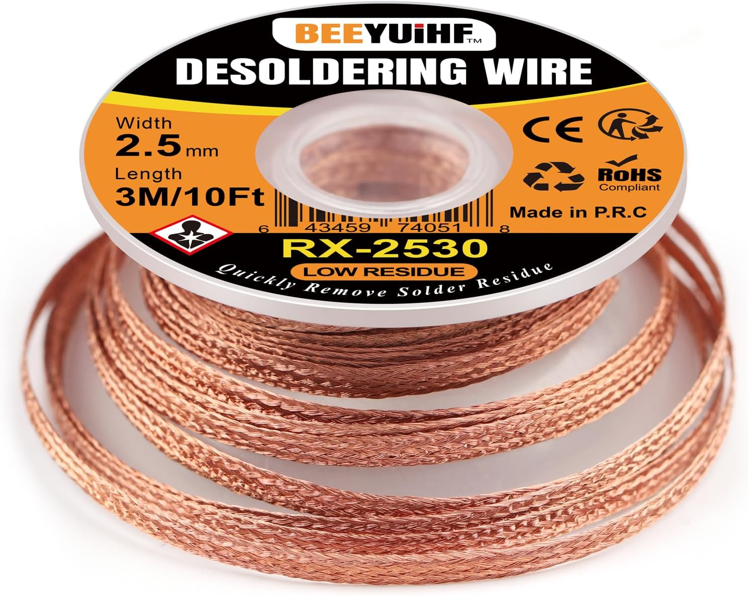 Desoldering Wick Braid, Solder Wick Braid with Flux, No-Clean Electronic Desolde