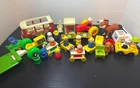 Fisher-Price Vintage Little People Lot Wooden and Plastic Figures & Vehicles