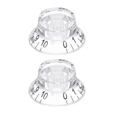 2PCS Guitar Top Hat Bell Knobs, Volume Tone Control Knob, Clear