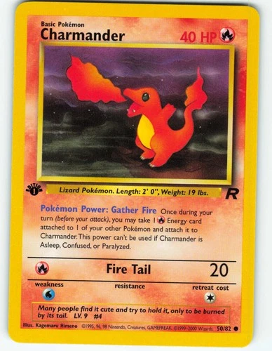 Charmander - 1st Edition - 50/82 Team Rocket - Pokémon TCG - 2000