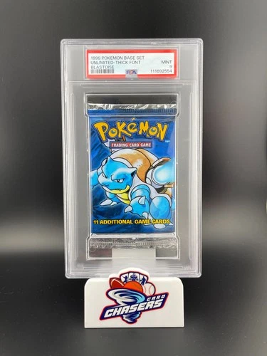 1999 POKEMON BASE SET UNLIMITED-THICK FONT BLASTOISE PACK PSA 9 MINT