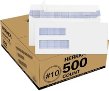 500 Pack 10 Double Window Security Self-Seal Envelopes - Suitable Size for Mult