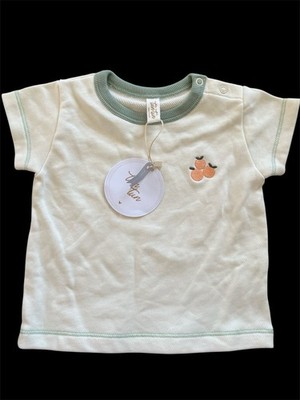 Tun Tun (Peru) NWT  Ivory/Green Embroidered Peaches Short Sleeve Top-12-18Mos