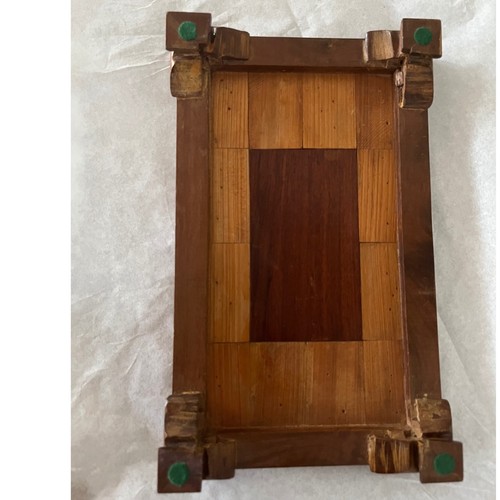 Vintage MCM Wooden Inlaid Footed rectangle Tray - Picture 3 of 6