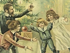 Christmas Postcard Children Excited Family Rings Bell Sailor Suit Swedish udb