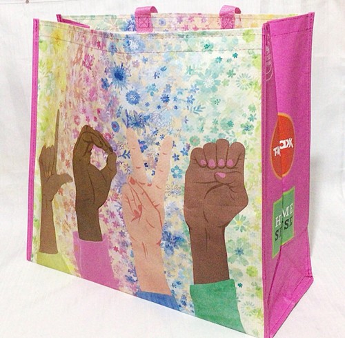 Reusable Shopping Bag For Life Sign Language Extra Large Tote Storage Gift Bag - Picture 2 of 10