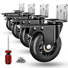 Side Mount Plate Caster Wheels - Thickened L-Shaped Mounting 3inchs, black