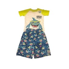 Laguna Boys Swim Set Size 4 Blue Shorts Shirt Shark Print Rash Guard UPF 50 NEW