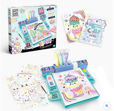 Art Lab Fluffy Paint Studio Kinder Bastelset - 3D Poster Kunst Set Aquarell & Cha