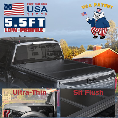 FRP Low Profile Hard Tri-Fold Tonneau Cover For 2015-2026 Ford F-150 5.5FT