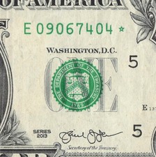 Series 2013 Star Note E Richmond 3.2 M Pack Run $1 Dollar Bill DC E09067404*