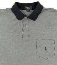 Vintage Polo Ralph Lauren Mens Polo Shirt Houndstooth Sz Large Navy Made In USA