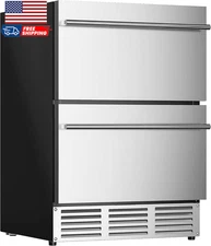 24 Inch under Counter Double Drawer Fridge Weather Proof Stainless Steel Outdoor
