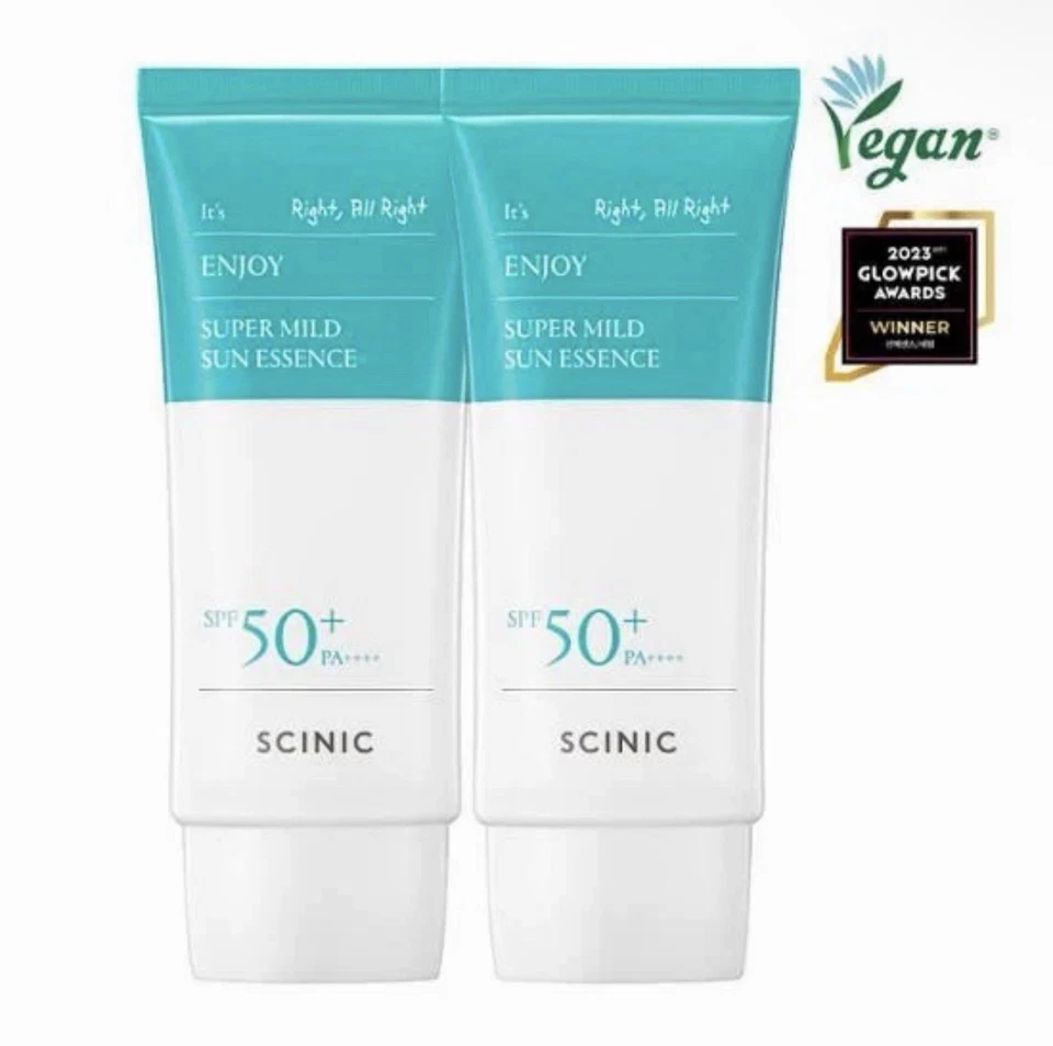 🌞 SCINIC Enjoy Super Mild Sun Essence SPF50+ PA+(2Pack)Vegan Gentle Sunscreen