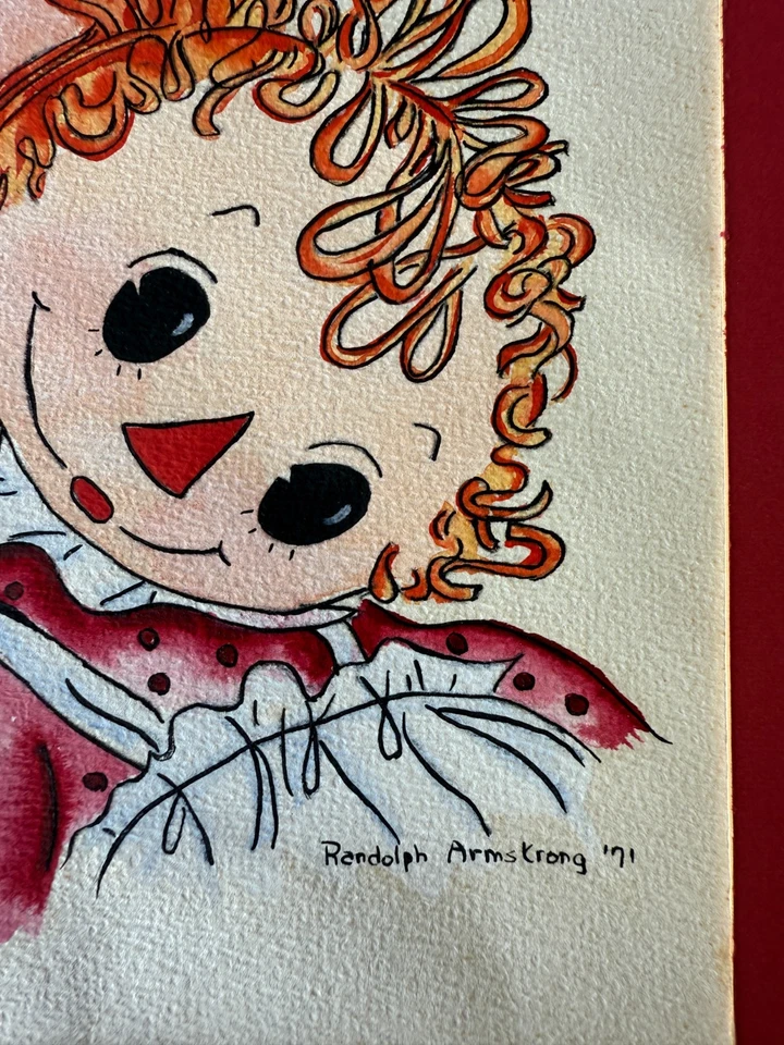 Raggedy Ann Original Art Painting by Randolph Armstrong  Greenville, SC 1971 - Image 4 of 4