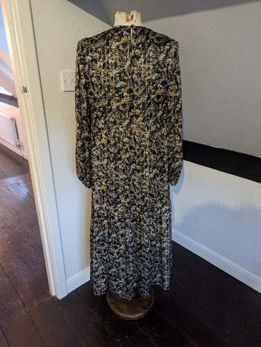 Zara Chiffon Black Metallic Thread Boho Tiered Floaty Midi Maxi Dress Large VGC - Picture 7 of 15